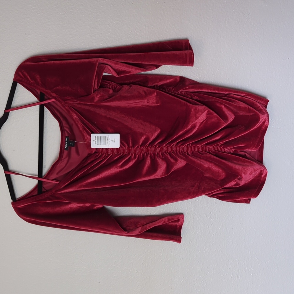 Red velvet ruched top